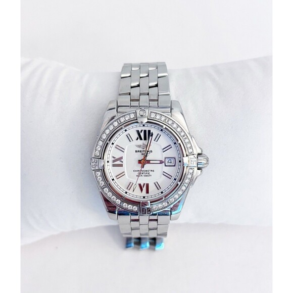 Breitling Ladies Cockpit Stainless Watch With Diamond Bezel - Picture 1 of 9